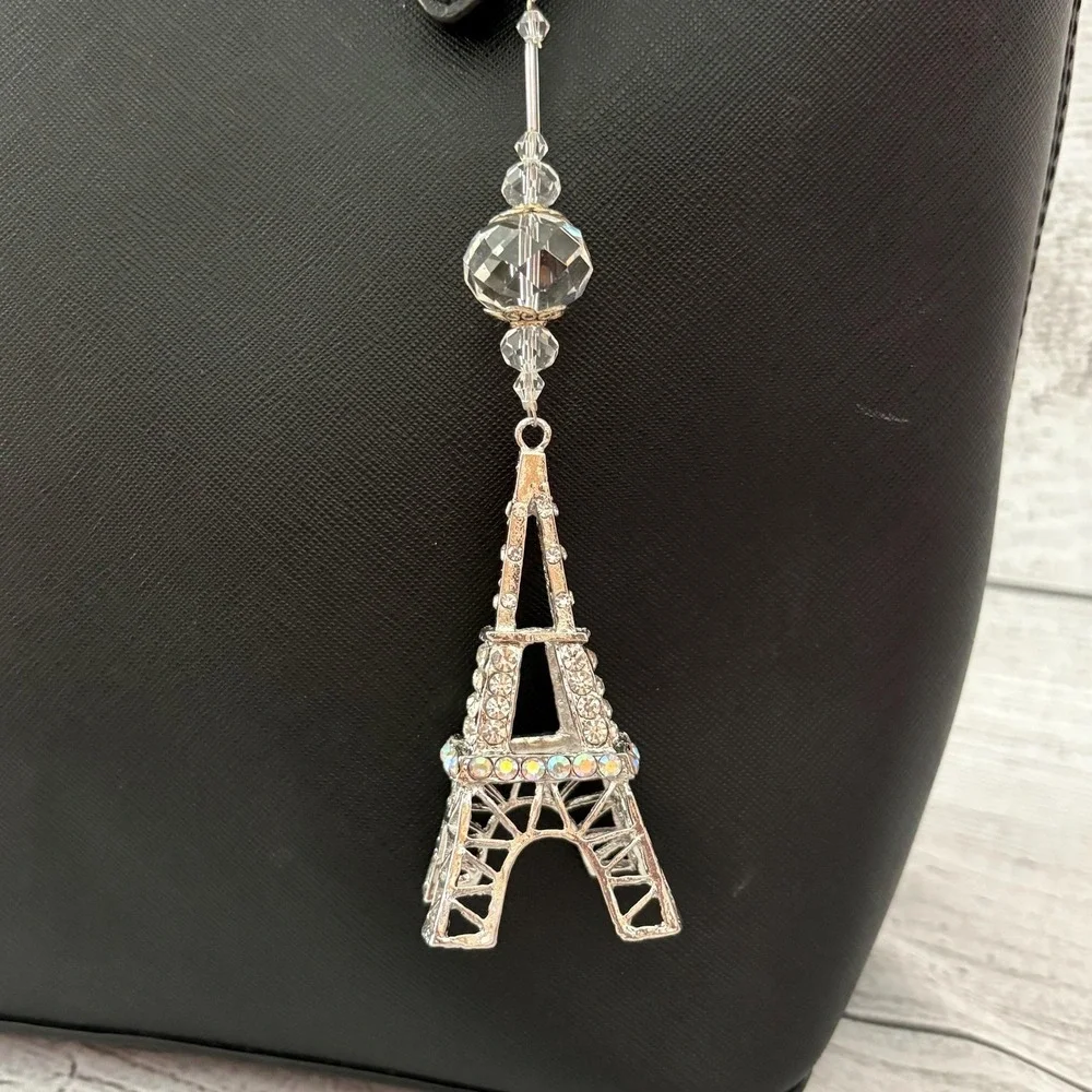 Eiffel Tower Rhinestone Crystal Bead Paris Purse‎ Charm Keychain Bag Accessory